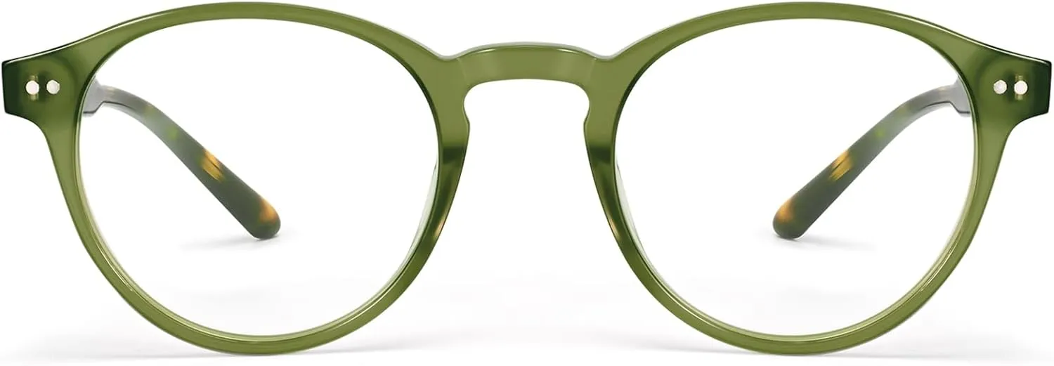 Dollger Blue Light Blocking Glasses For Woman Men Thick Acetate Frame Round Computer BlueLight Glasses Non-Prescription