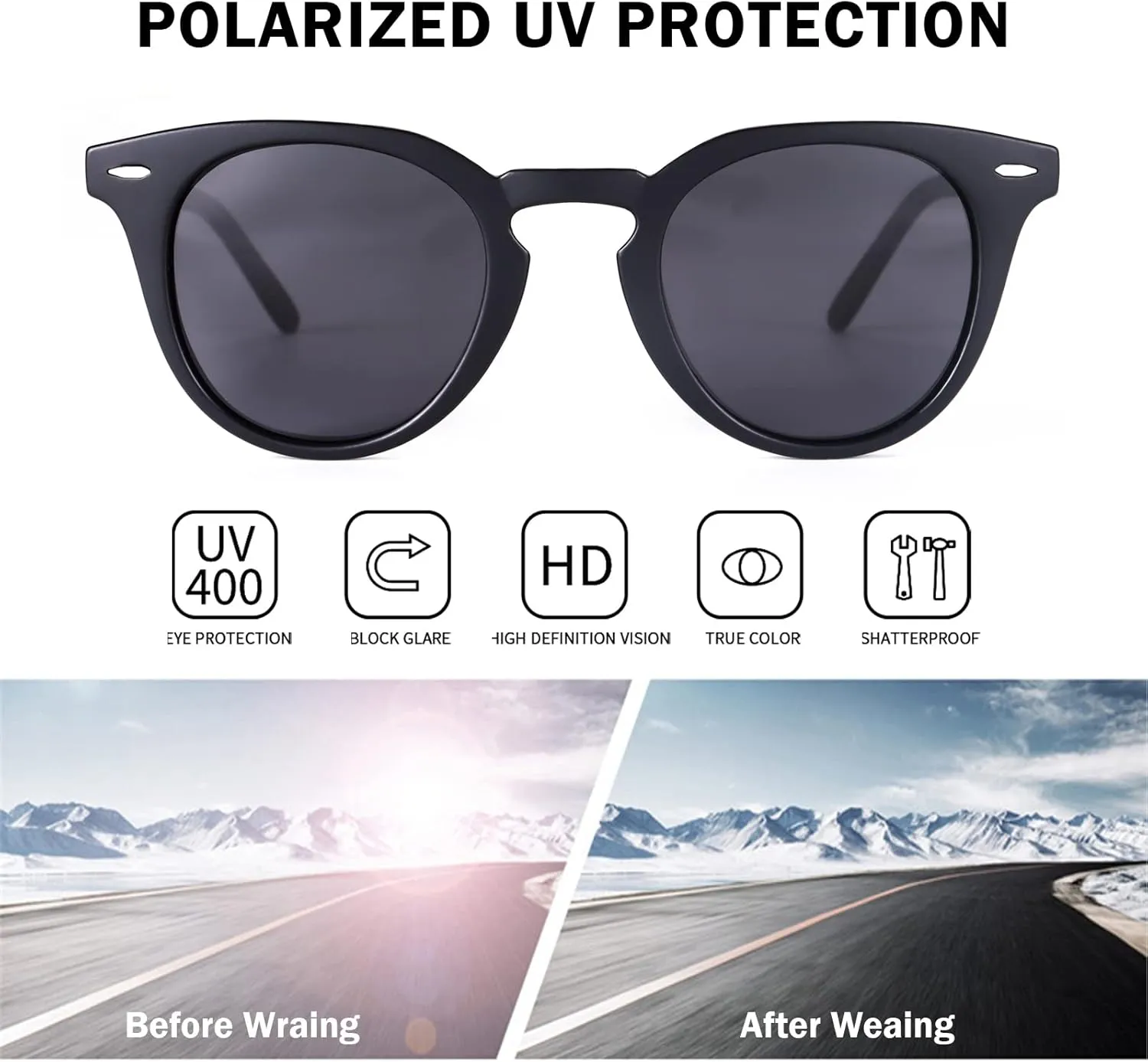 Dollger Polarized Round Sunglasses for Women Classic Retro Design Womens Trendy Style UV Protection Small Lens