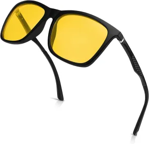 Dollger Square Polarized Night Driving Glasses for Men Women Anti Glare Shades with UV Protection