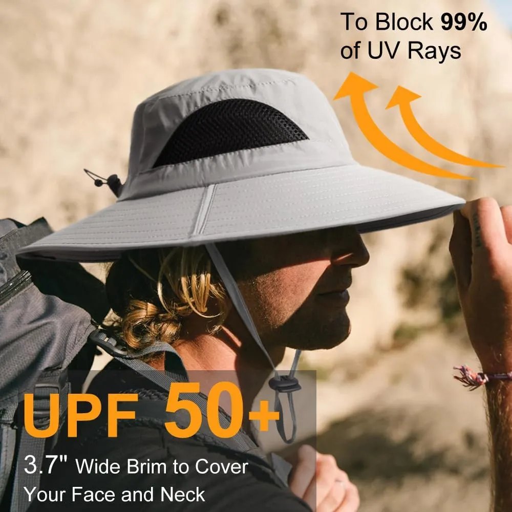 DRESHOW Wide Brim Sun Hat Waterproof Packable Bucket Hat Beach Hats for Women Men Outdoor Hiking Fishing Garden Hats UPF 50 