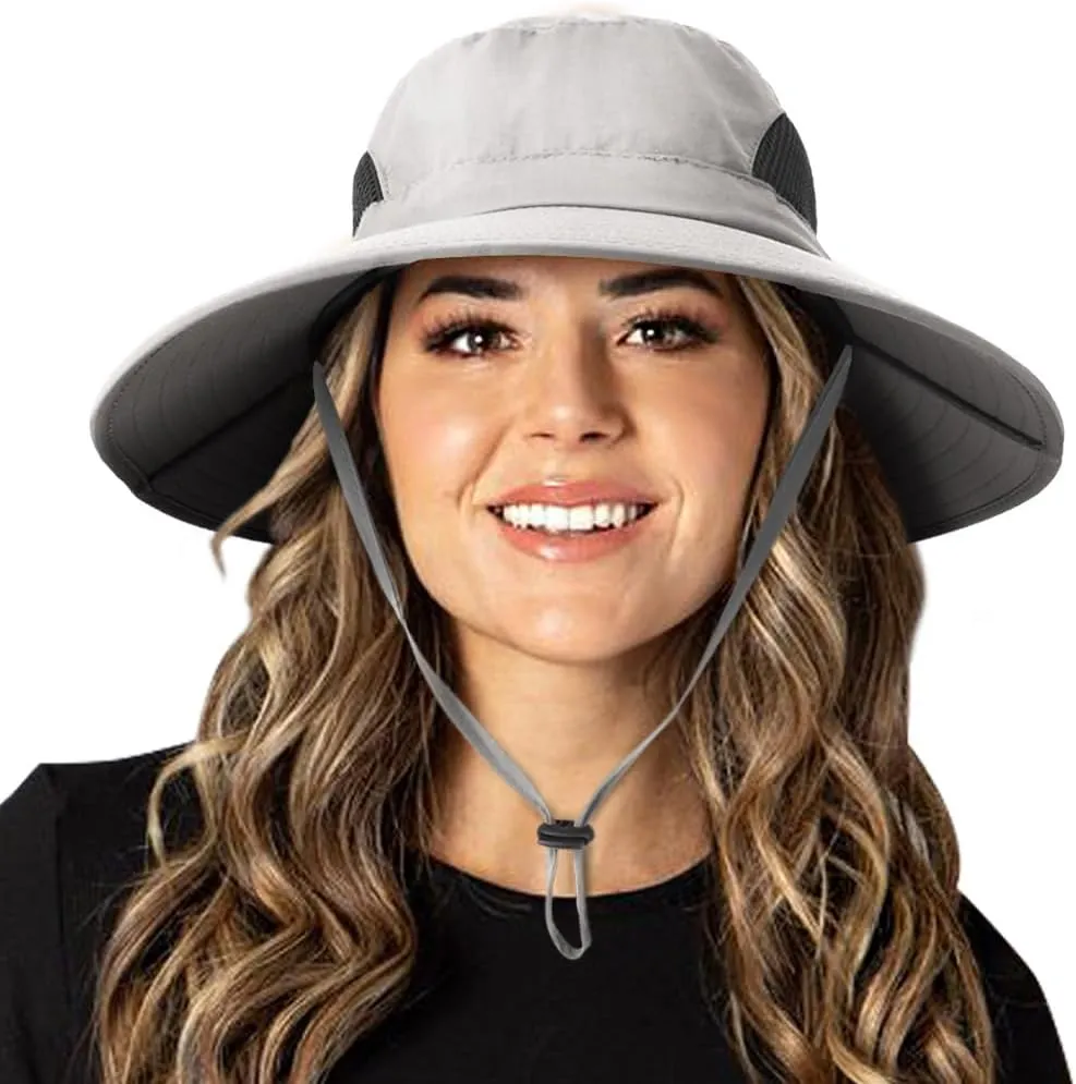 DRESHOW Wide Brim Sun Hat Waterproof Packable Bucket Hat Beach Hats for Women Men Outdoor Hiking Fishing Garden Hats UPF 50 