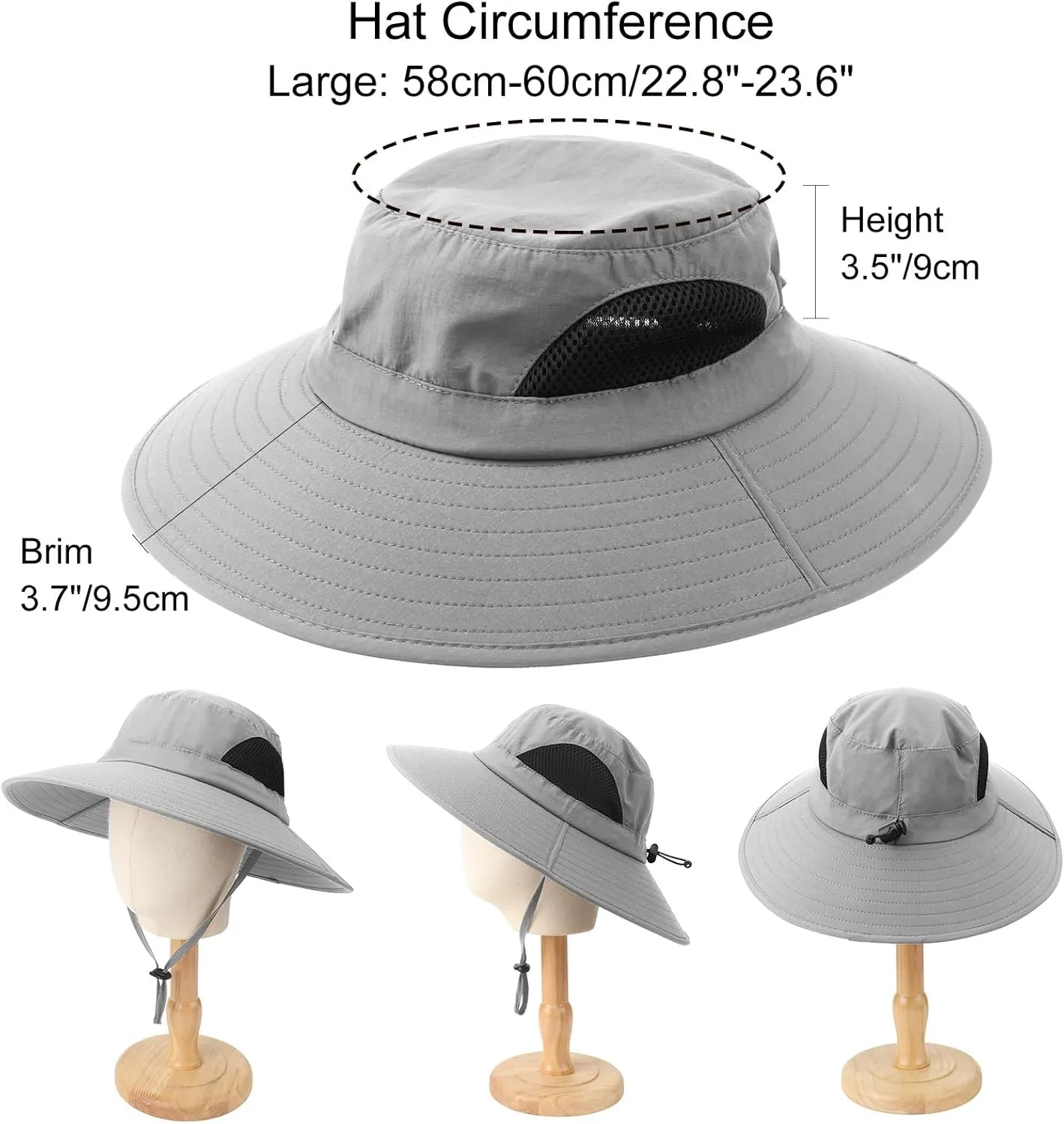 DRESHOW Wide Brim Sun Hat Waterproof Packable Bucket Hat Beach Hats for Women Men Outdoor Hiking Fishing Garden Hats UPF 50 