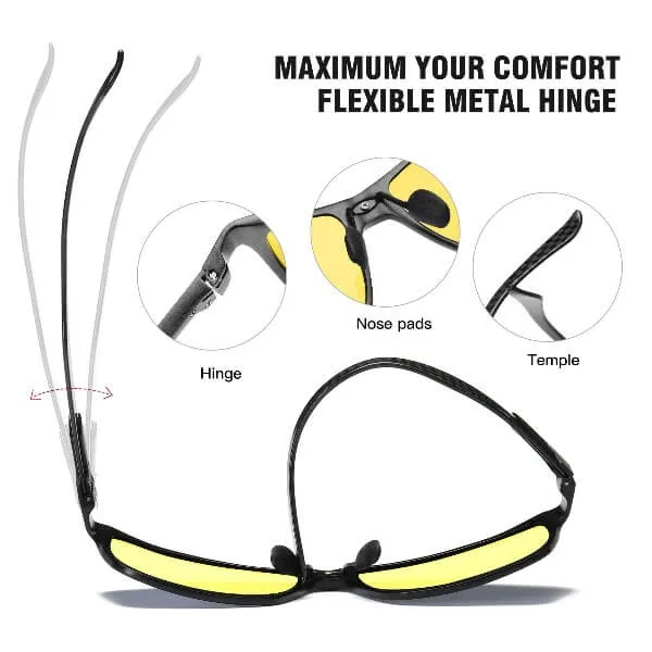 DUCO Carbon Fiber Temple Night-Vision Anti-Glare Driving Glasses