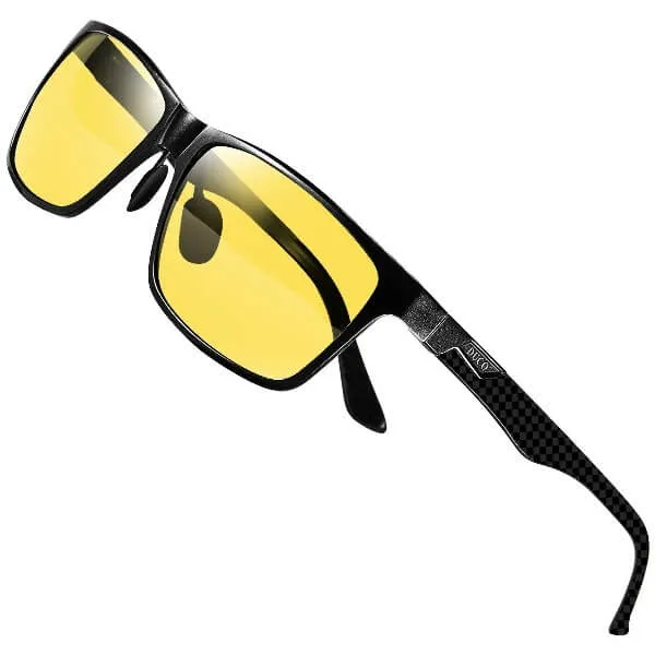 DUCO Carbon Fiber Temple Night-Vision Anti-Glare Driving Glasses