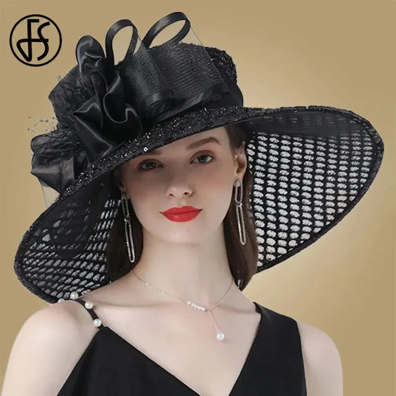 Easter Hat Sunday Church Hat Purple Derby Fascinator Hats Wedding Kentucky Hats For Women Ladies Flower Hats Large Wide Brim Fedora Organza Church Hat