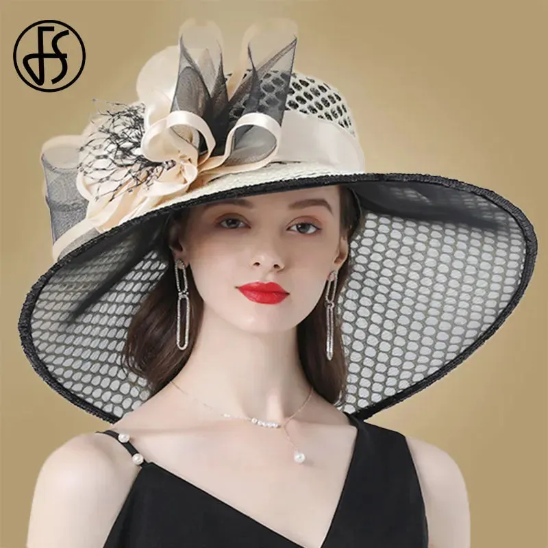 Easter Hat Sunday Church Hat Purple Derby Fascinator Hats Wedding Kentucky Hats For Women Ladies Flower Hats Large Wide Brim Fedora Organza Church Hat