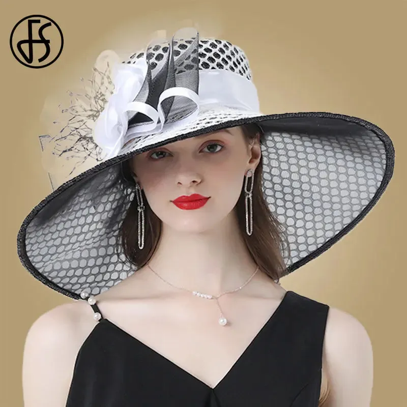 Easter Hat Sunday Church Hat Purple Derby Fascinator Hats Wedding Kentucky Hats For Women Ladies Flower Hats Large Wide Brim Fedora Organza Church Hat