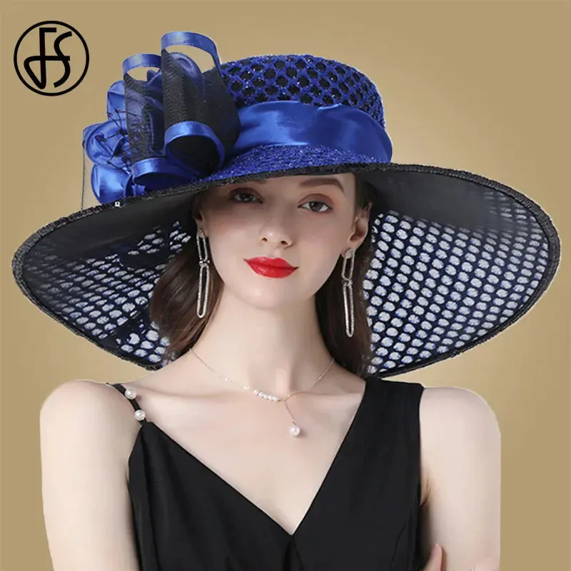 Easter Hat Sunday Church Hat Purple Derby Fascinator Hats Wedding Kentucky Hats For Women Ladies Flower Hats Large Wide Brim Fedora Organza Church Hat