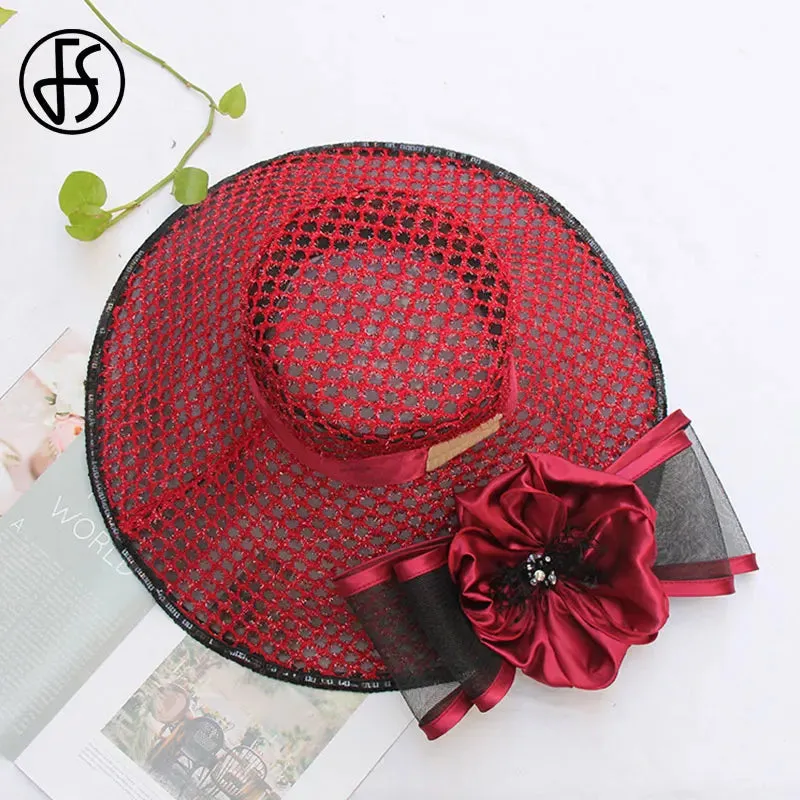 Easter Hat Sunday Church Hat Purple Derby Fascinator Hats Wedding Kentucky Hats For Women Ladies Flower Hats Large Wide Brim Fedora Organza Church Hat