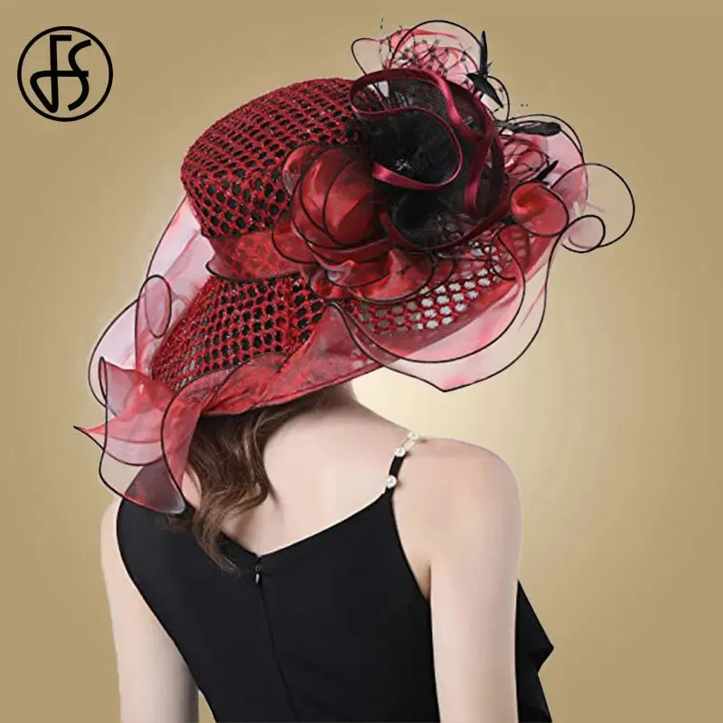 Easter Hat Sunday Church Hat Purple Derby Fascinator Hats Wedding Kentucky Hats For Women Ladies Flower Hats Large Wide Brim Fedora Organza Church Hat