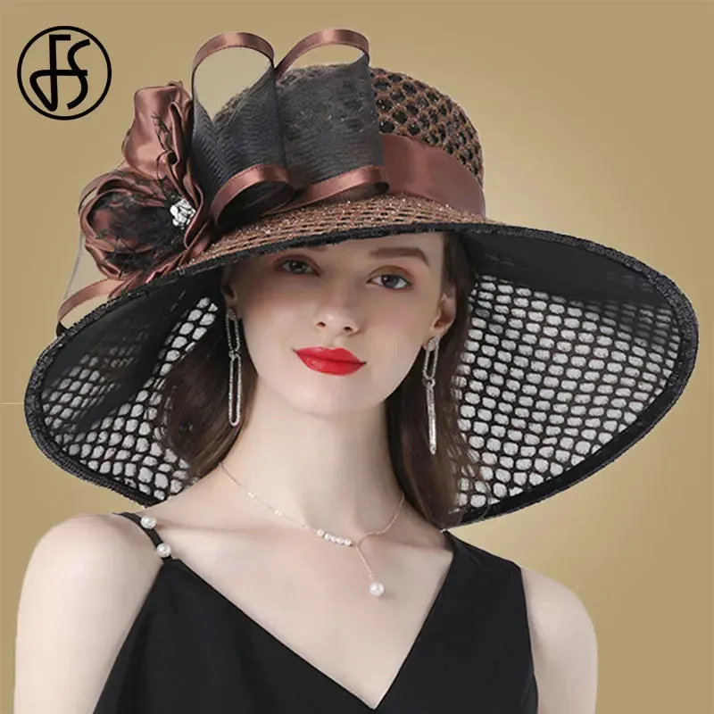 Easter Hat Sunday Church Hat Purple Derby Fascinator Hats Wedding Kentucky Hats For Women Ladies Flower Hats Large Wide Brim Fedora Organza Church Hat