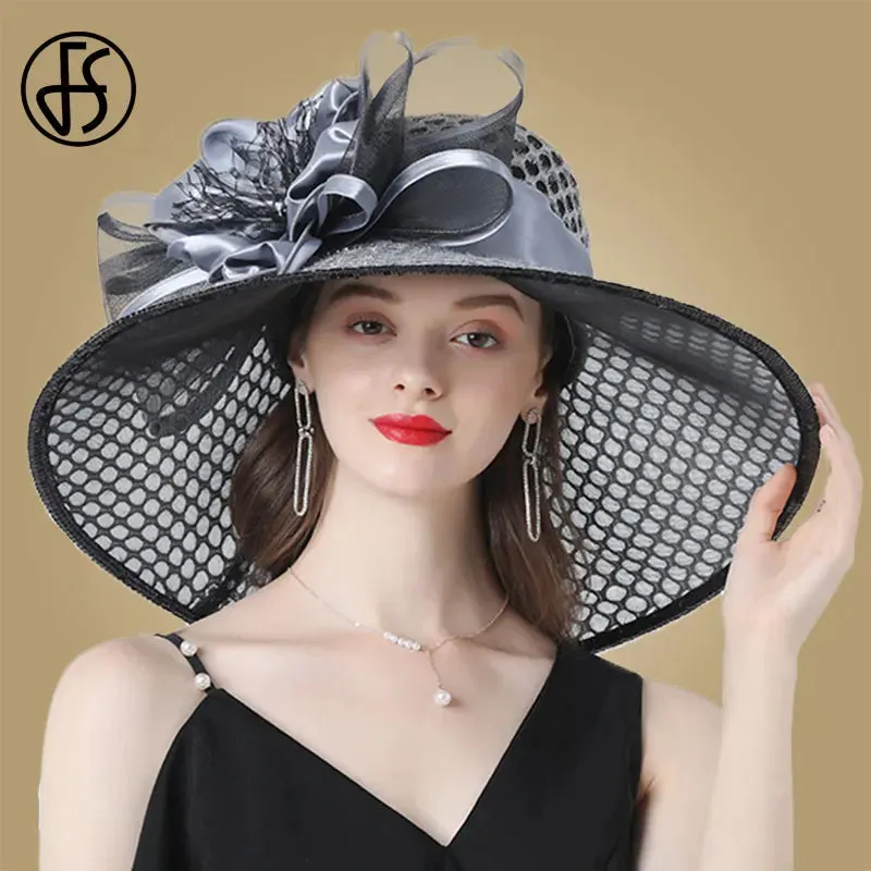 Easter Hat Sunday Church Hat Purple Derby Fascinator Hats Wedding Kentucky Hats For Women Ladies Flower Hats Large Wide Brim Fedora Organza Church Hat
