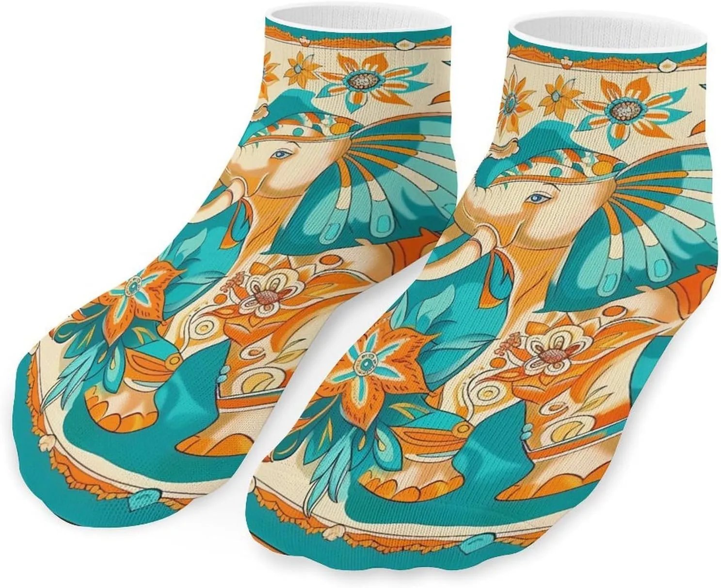 Elephant Boho Mandala Prin Ankle Socks Breathable Low Cut Sports Socks Casual No Show Sock for Women Men