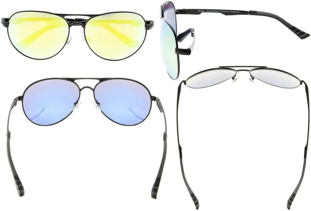 Eyekepper Pilot Style Polycarbonate Lens Polarized Metal Frame Spring Hinges Sunglasses