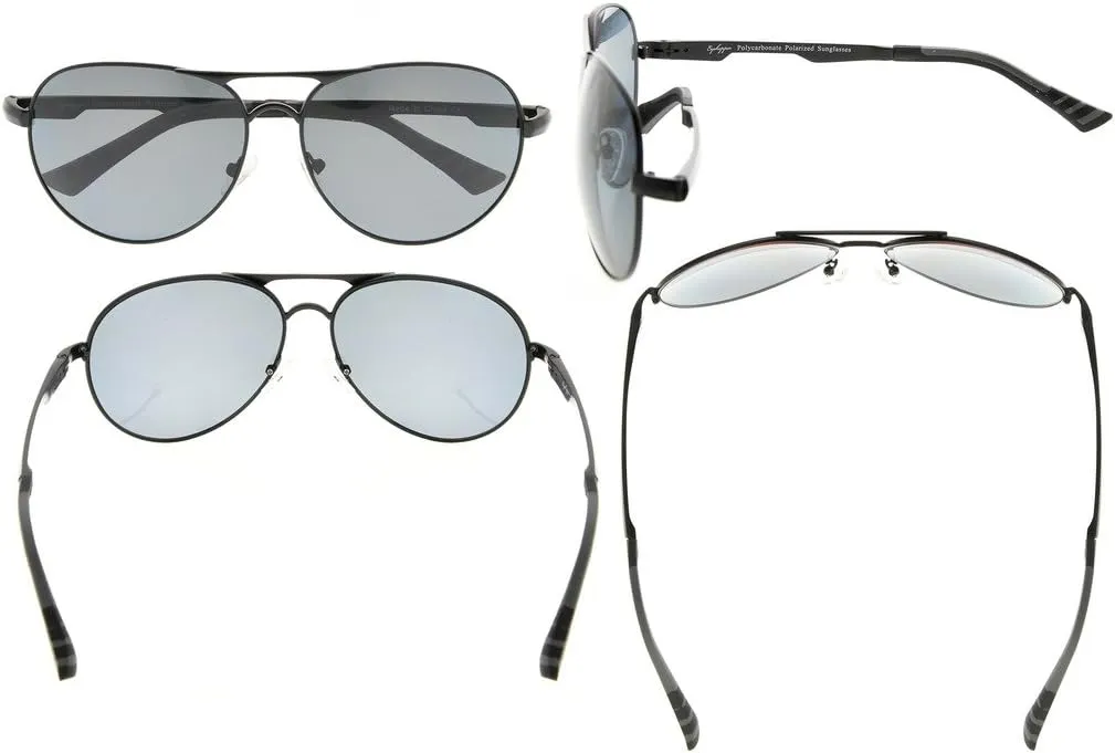Eyekepper Pilot Style Polycarbonate Lens Polarized Metal Frame Spring Hinges Sunglasses