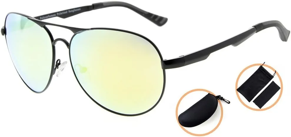Eyekepper Pilot Style Polycarbonate Lens Polarized Metal Frame Spring Hinges Sunglasses
