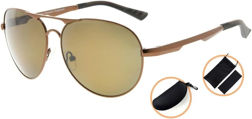 Eyekepper Pilot Style Polycarbonate Lens Polarized Metal Frame Spring Hinges Sunglasses