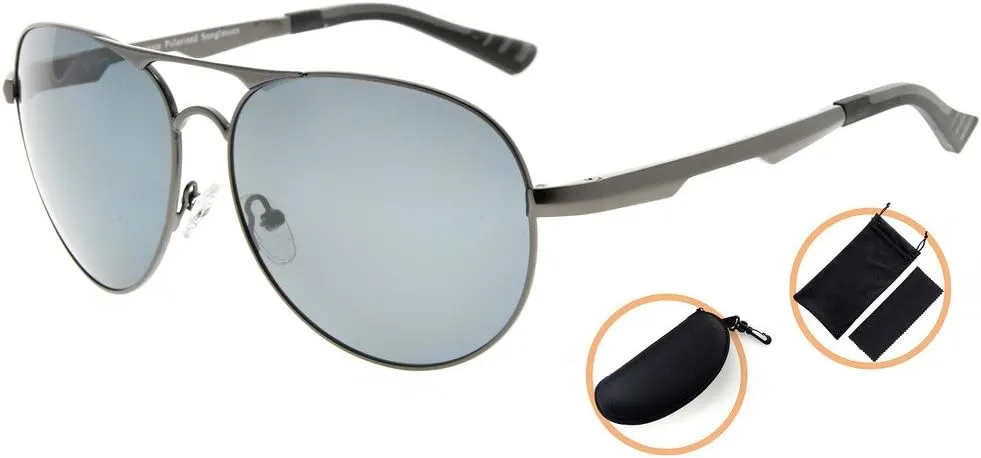 Eyekepper Pilot Style Polycarbonate Lens Polarized Metal Frame Spring Hinges Sunglasses