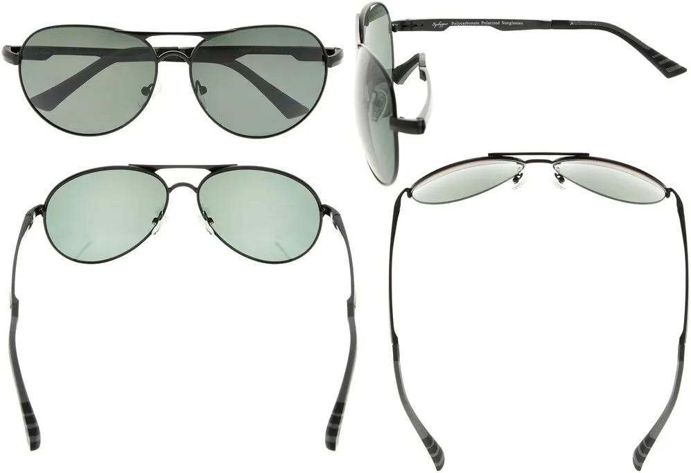 Eyekepper Pilot Style Polycarbonate Lens Polarized Metal Frame Spring Hinges Sunglasses