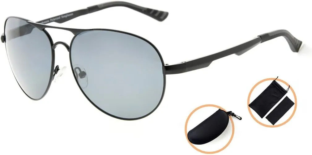 Eyekepper Pilot Style Polycarbonate Lens Polarized Metal Frame Spring Hinges Sunglasses