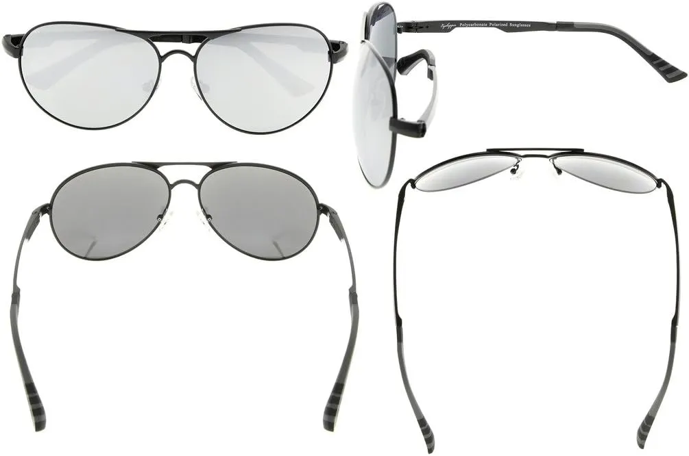 Eyekepper Pilot Style Polycarbonate Lens Polarized Metal Frame Spring Hinges Sunglasses