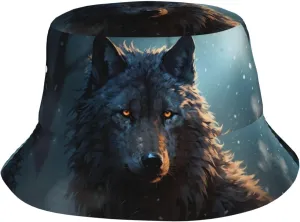 Fantasy Wolf Bucket Hat Packable Breathable Sun Hats Fisherman Hats Outdoor Summer Travel Hiking Beach Caps for Men Women Black