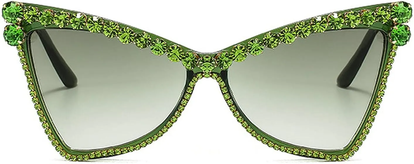 Fashion Cat Eye Rhinestones Sunglasses Women Unique Vintage Metal Triangle Crystal Small Frames Diamond Sun Glasses
