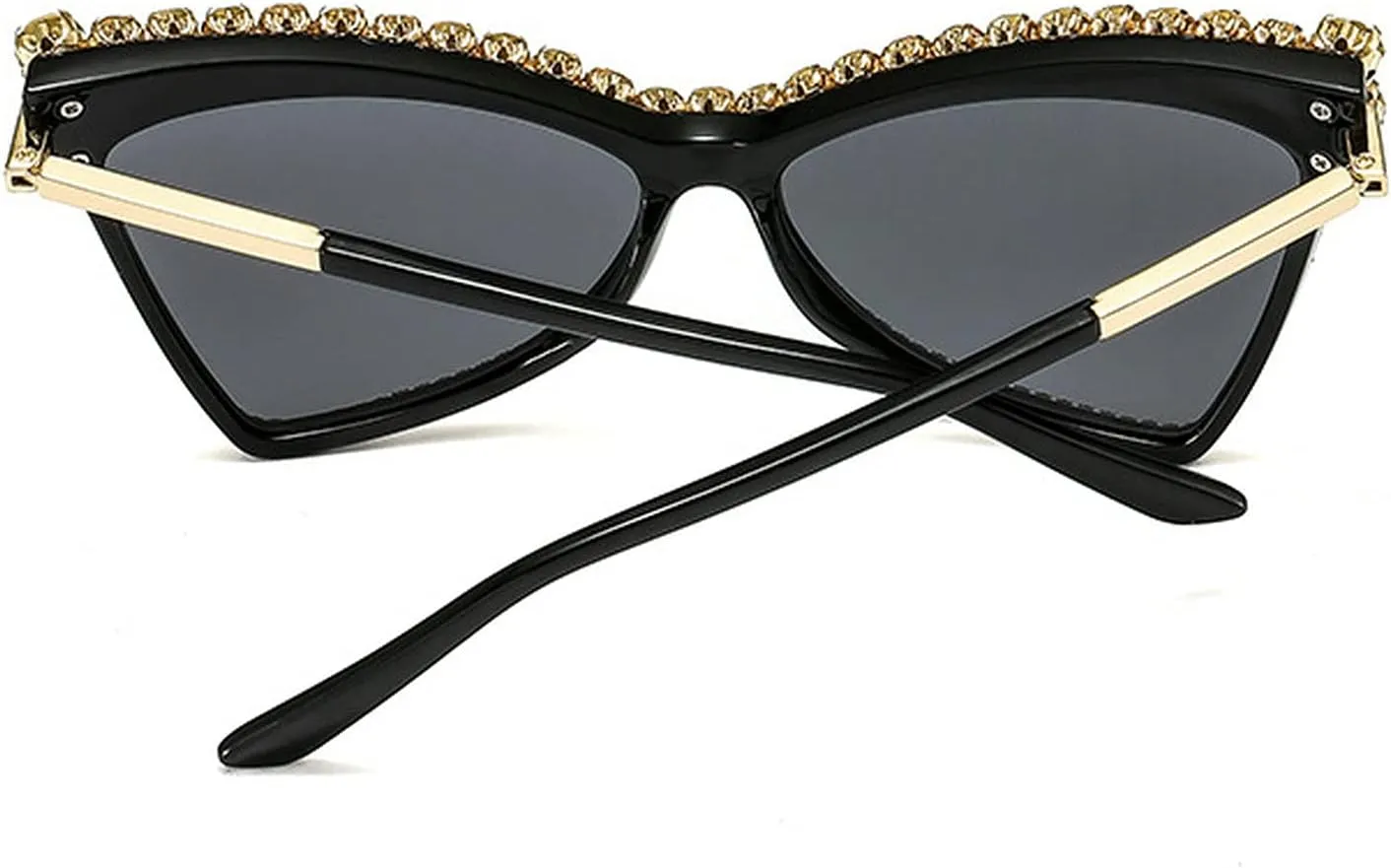 Fashion Cat Eye Rhinestones Sunglasses Women Unique Vintage Metal Triangle Crystal Small Frames Diamond Sun Glasses