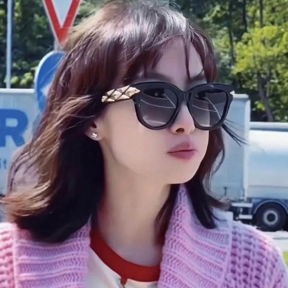 Fashion Cat's Eye Big Frame Fried Dough Twists Wide Leg Sunglasses Women's Vintage Premium Sunvisor UV400