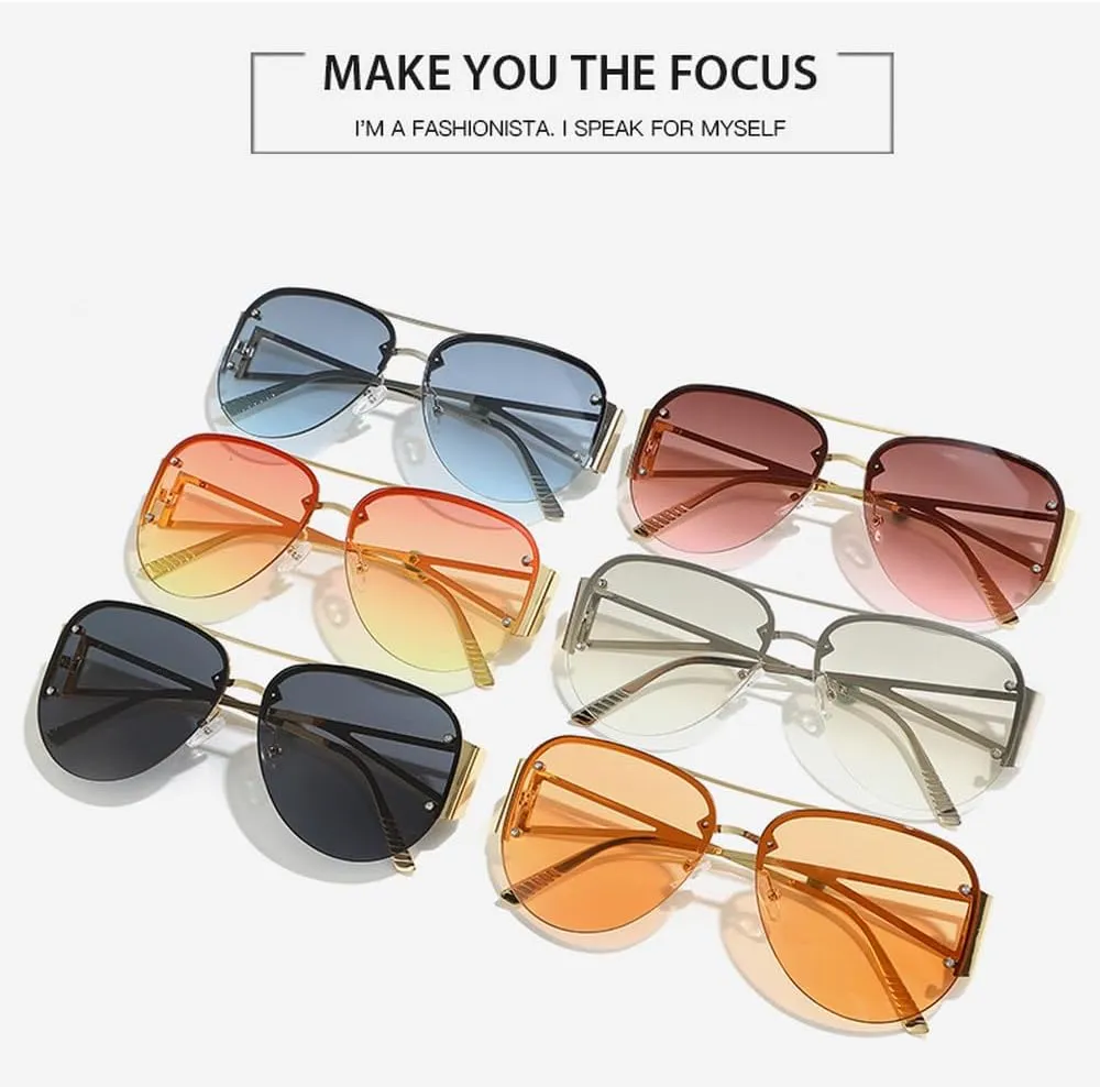 Fashion Half Frame Women Sunglasses Luxury Trending Punk Sun Glasses Female Outdoors Shades UV400
