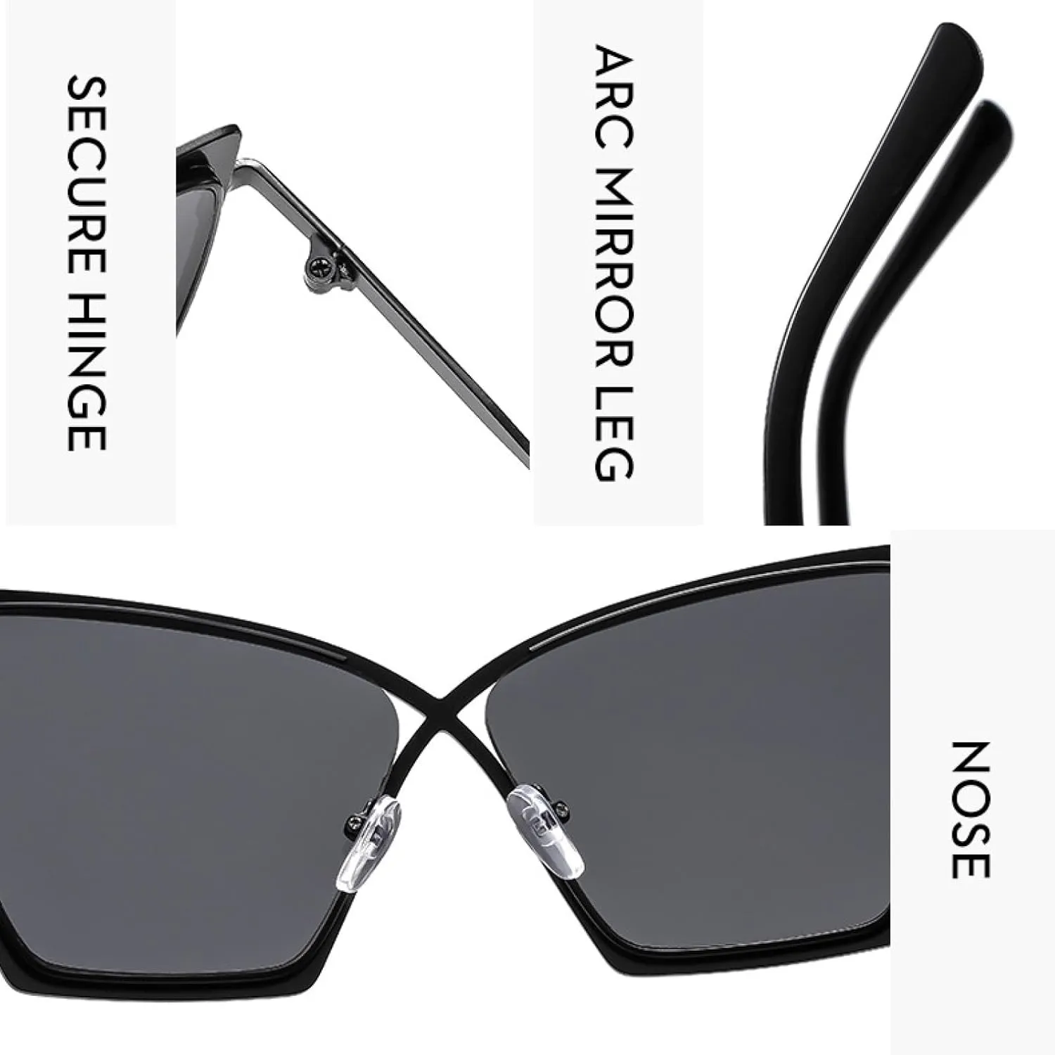 Fashion Large Frame Cat Eye Sunglasses Women for Men Vintage Luxury Punk Sun Glasses Outdoor Travel Glasses Uv400