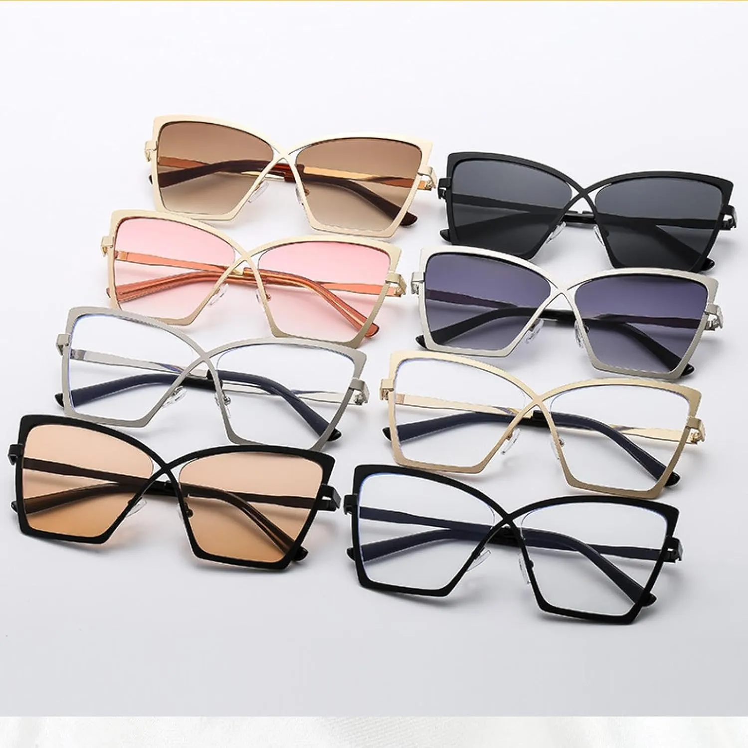 Fashion Large Frame Cat Eye Sunglasses Women for Men Vintage Luxury Punk Sun Glasses Outdoor Travel Glasses Uv400