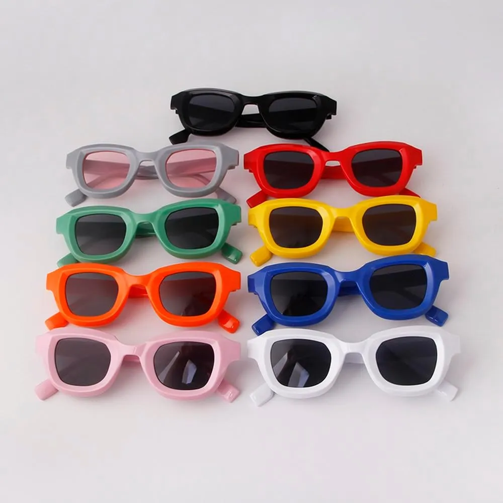 Fashion Orange Thick Sunglasses Women Men Trendy Colorful Sun Glasses