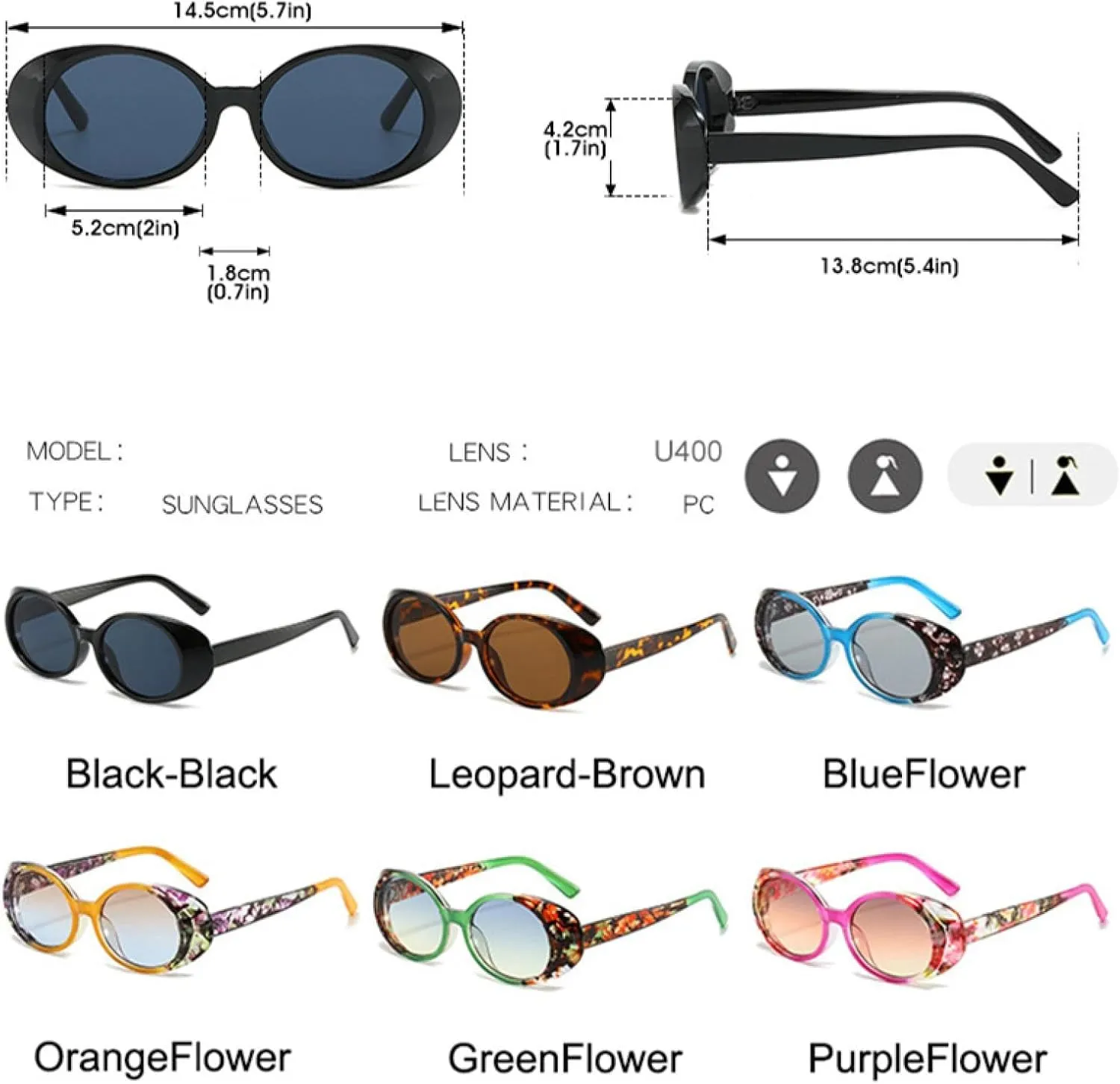 Fashion Punk Round Women Sunglasses Outdoor Uv400 Gradient Men Retro Candy Flower Color