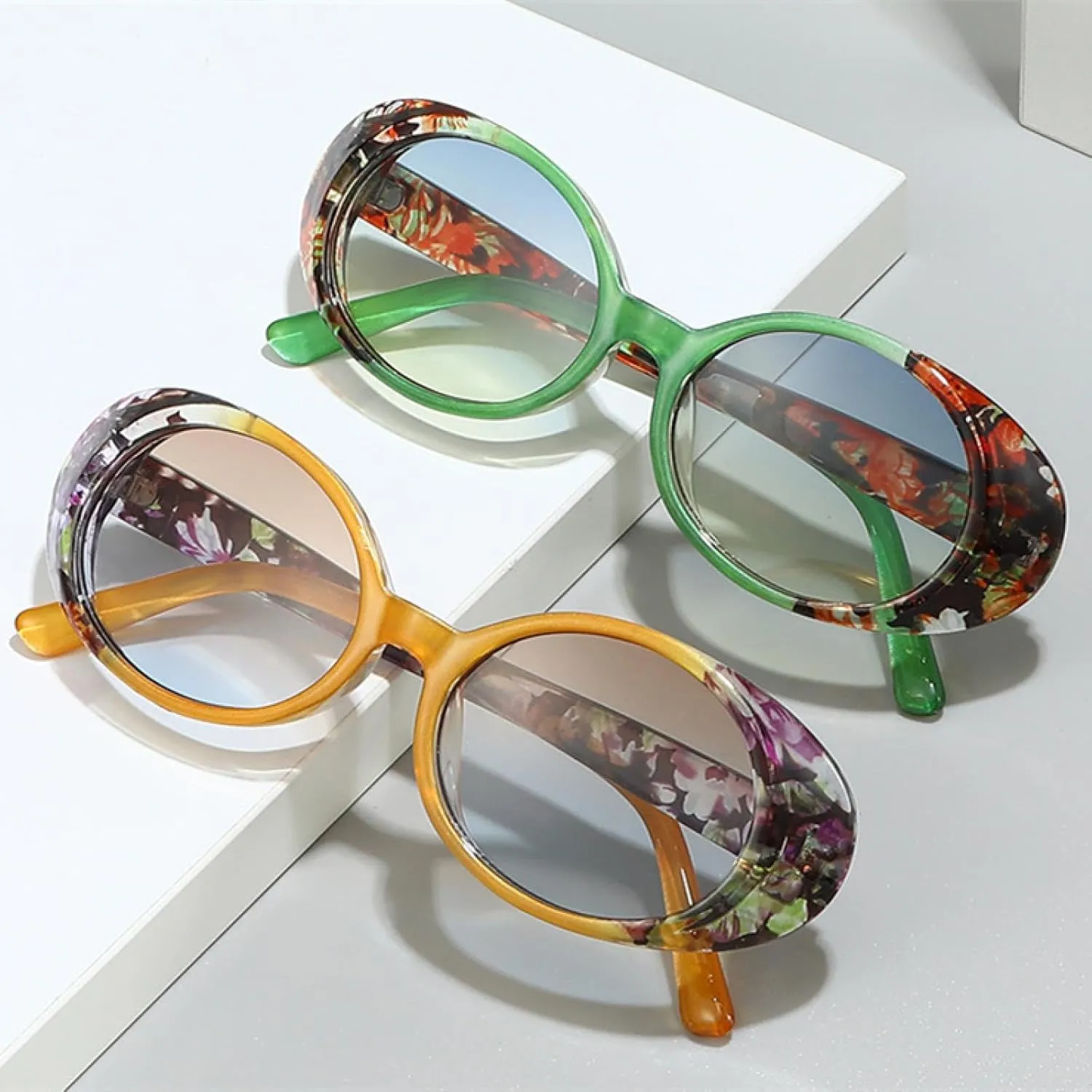 Fashion Punk Round Women Sunglasses Outdoor Uv400 Gradient Men Retro Candy Flower Color