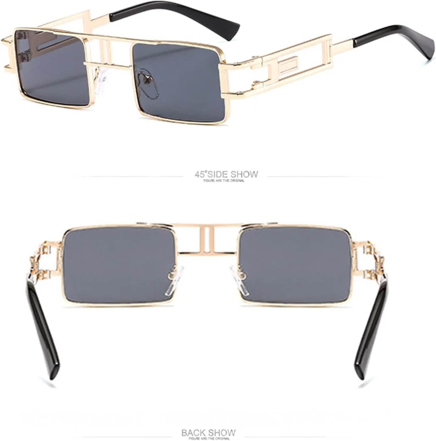 Fashion Rectangle Sunglasses for Women Men Small Steampunk Uv400