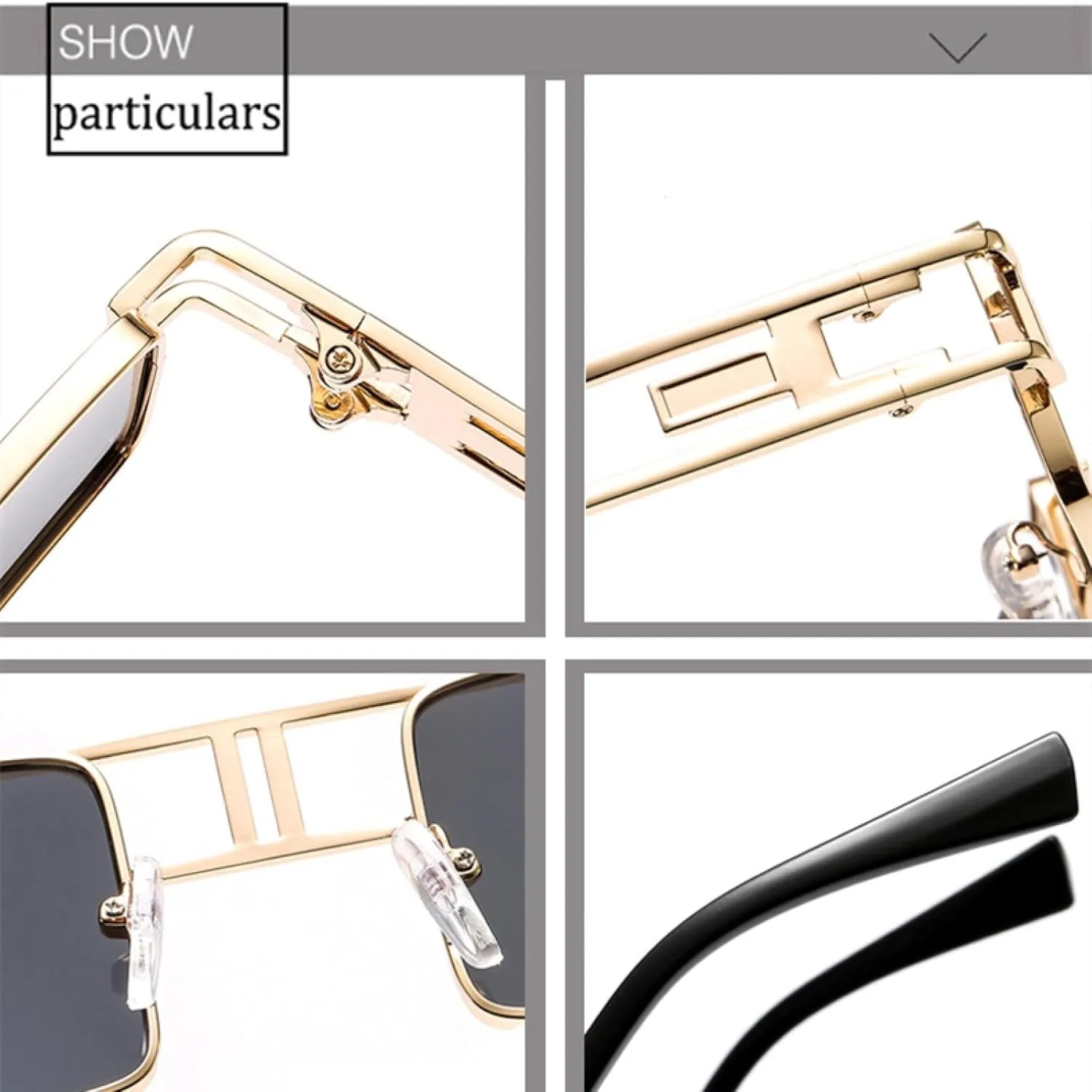 Fashion Rectangle Sunglasses for Women Men Small Steampunk Uv400