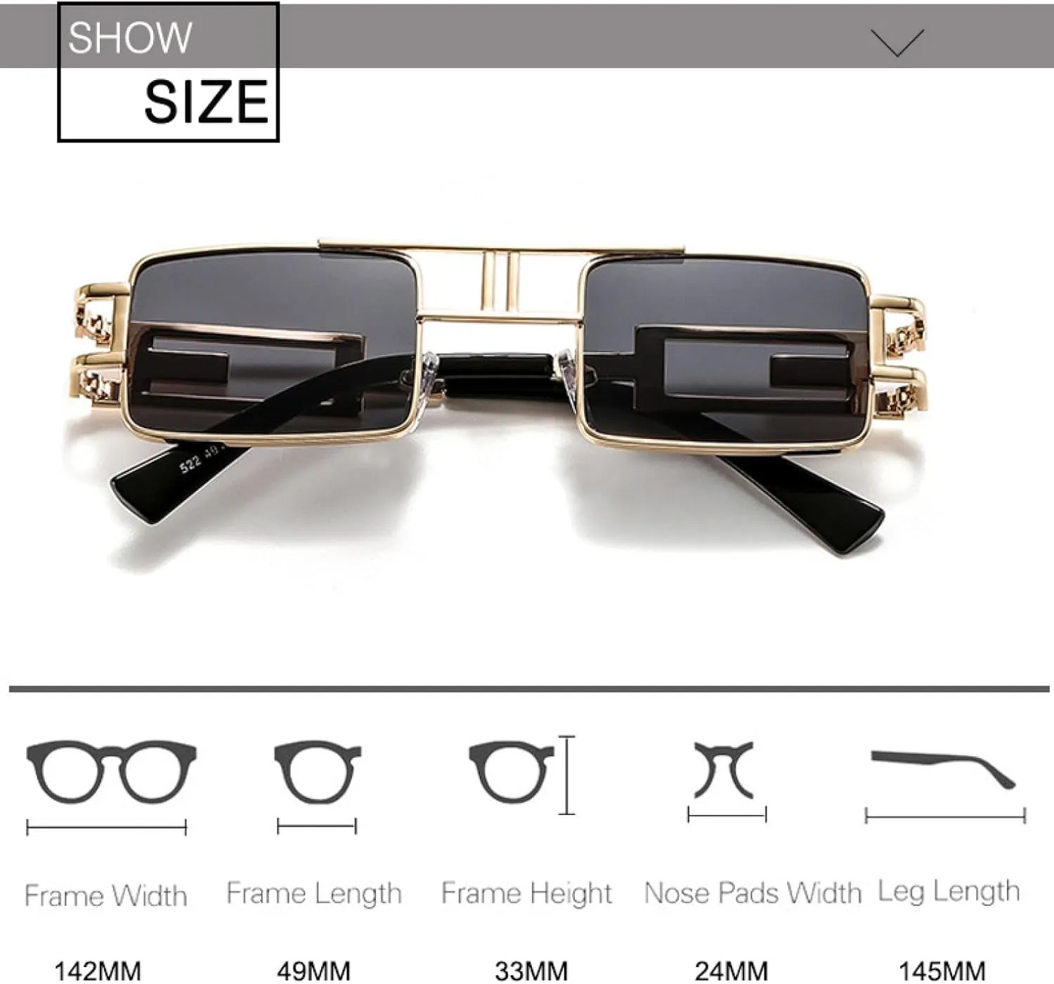 Fashion Rectangle Sunglasses for Women Men Small Steampunk Uv400