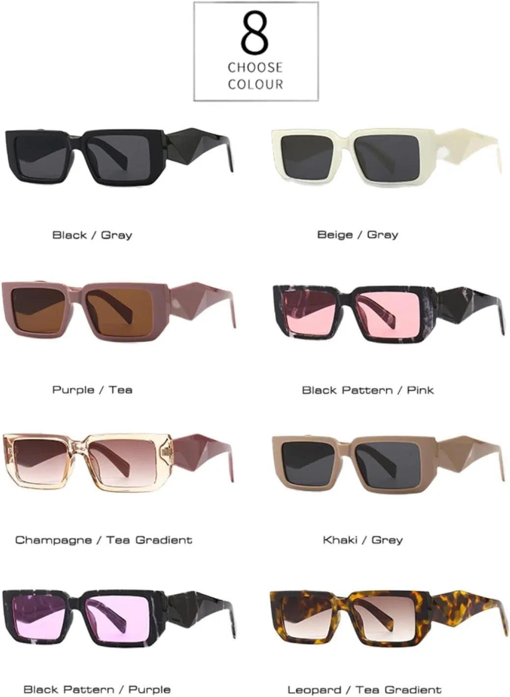 Fashion Rectangle Sunglasses Women Retro Shades Uv400