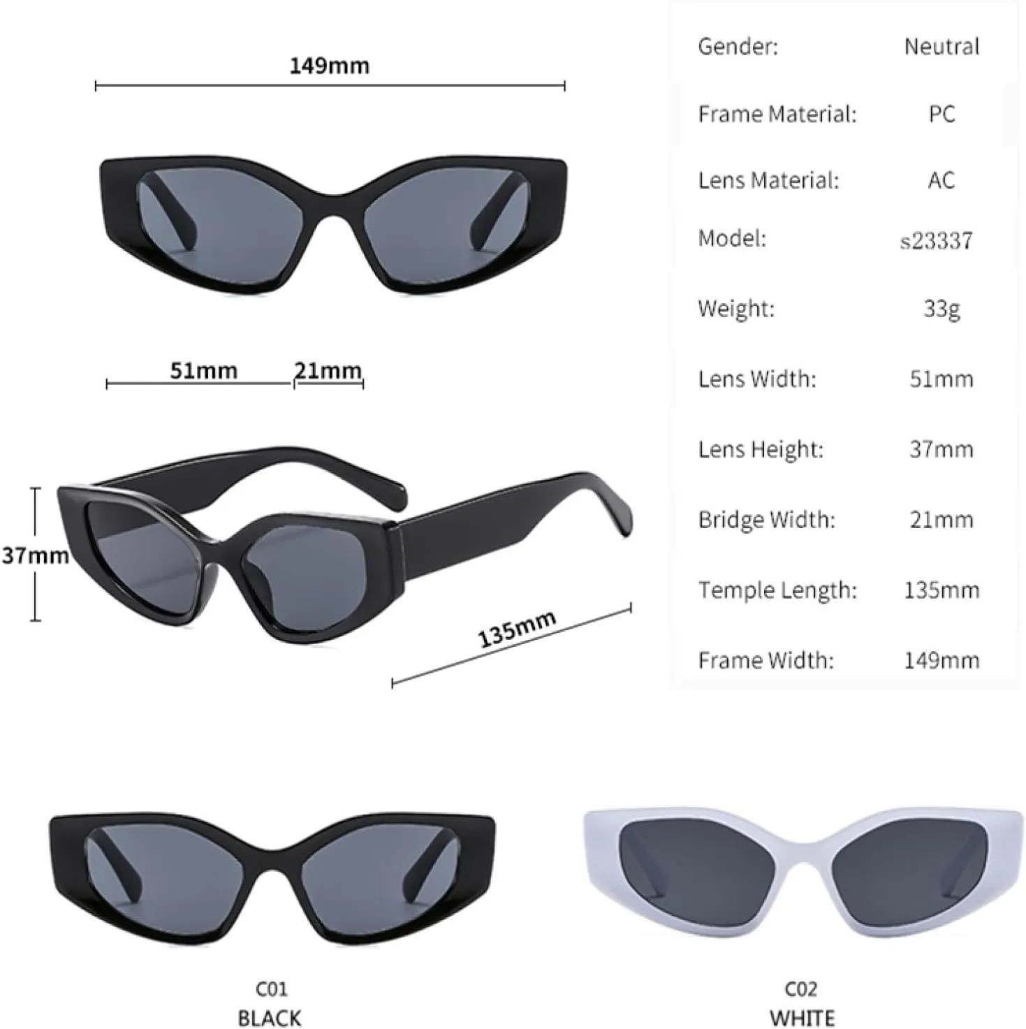Fashion Retro Cat Eye Polygon Sunglasses for Women Punk Uv400 Men