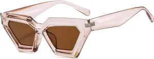 Fashion Retro Polygon Cat Eye Black Sunglasses for Women Punk Uv400