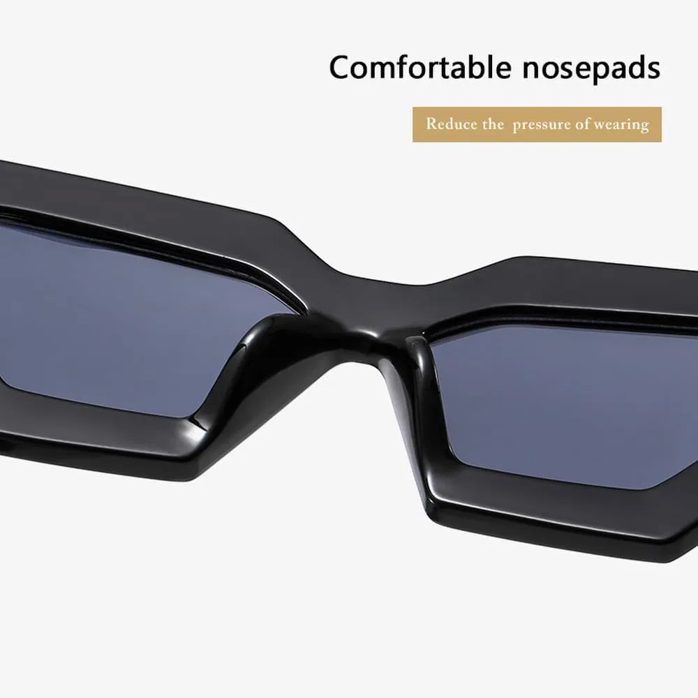 Fashion Retro Polygon Cat Eye Black Sunglasses Women Punk Shades UV400 Men Cateye Sun Glasses Eyeglasses