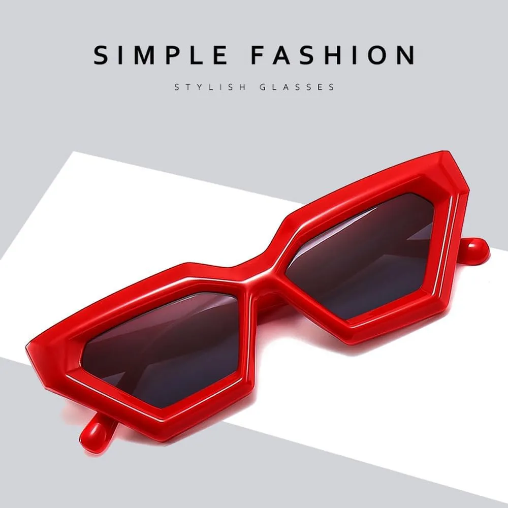 Fashion Retro Polygon Cat Eye Black Sunglasses Women Punk Shades UV400 Men Cateye Sun Glasses Eyeglasses