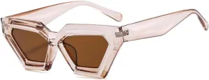 Fashion Retro Polygon Cat Eye Black Sunglasses Women Punk Shades UV400 Men Cateye Sun Glasses Eyeglasses