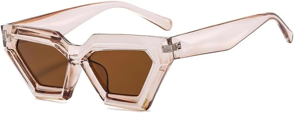 Fashion Retro Polygon Cat Eye Black Sunglasses Women Punk Shades UV400 Men Cateye Sun Glasses Eyeglasses