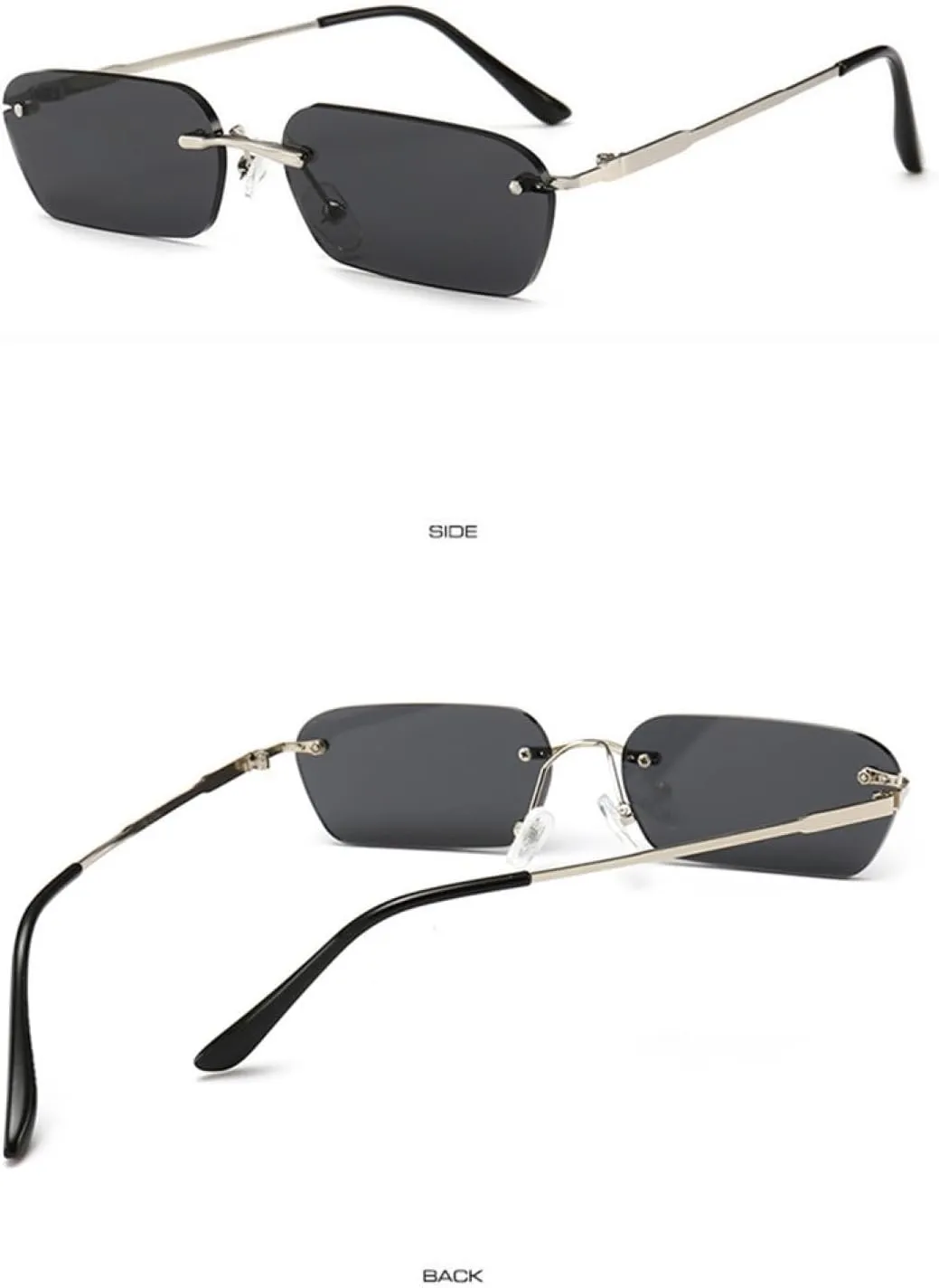 Fashion Rimless Sunglasses Clear Red Blue Yellow Men Shades Uv400