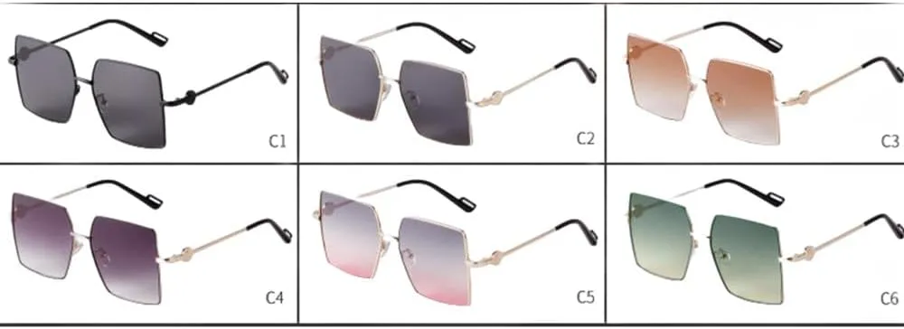 Fashion Sunglasses Women Men Luxury Vintage Oversized Gradient Green Shades Metal Frame