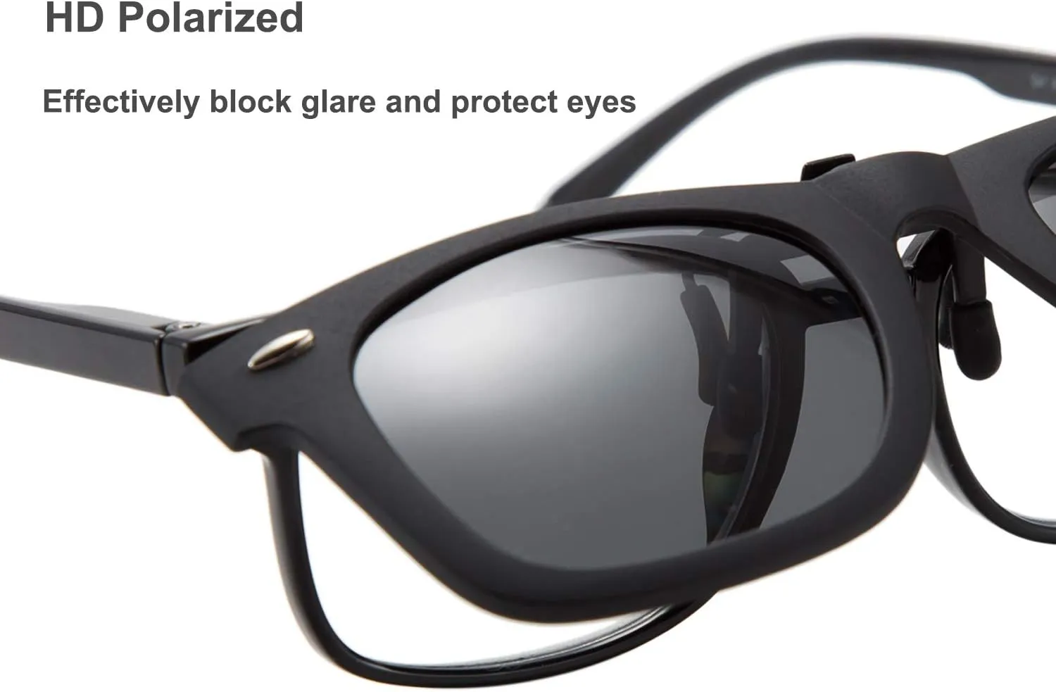 FEISEDY Classic Polarized Rectangular Clip-On Sunglasses Men Women for Eyewear Glasses B2605