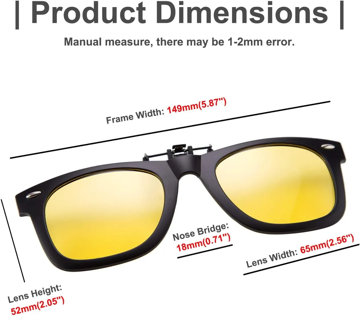 FEISEDY Classic Polarized Rectangular Clip-On Sunglasses Men Women for Eyewear Glasses B2605