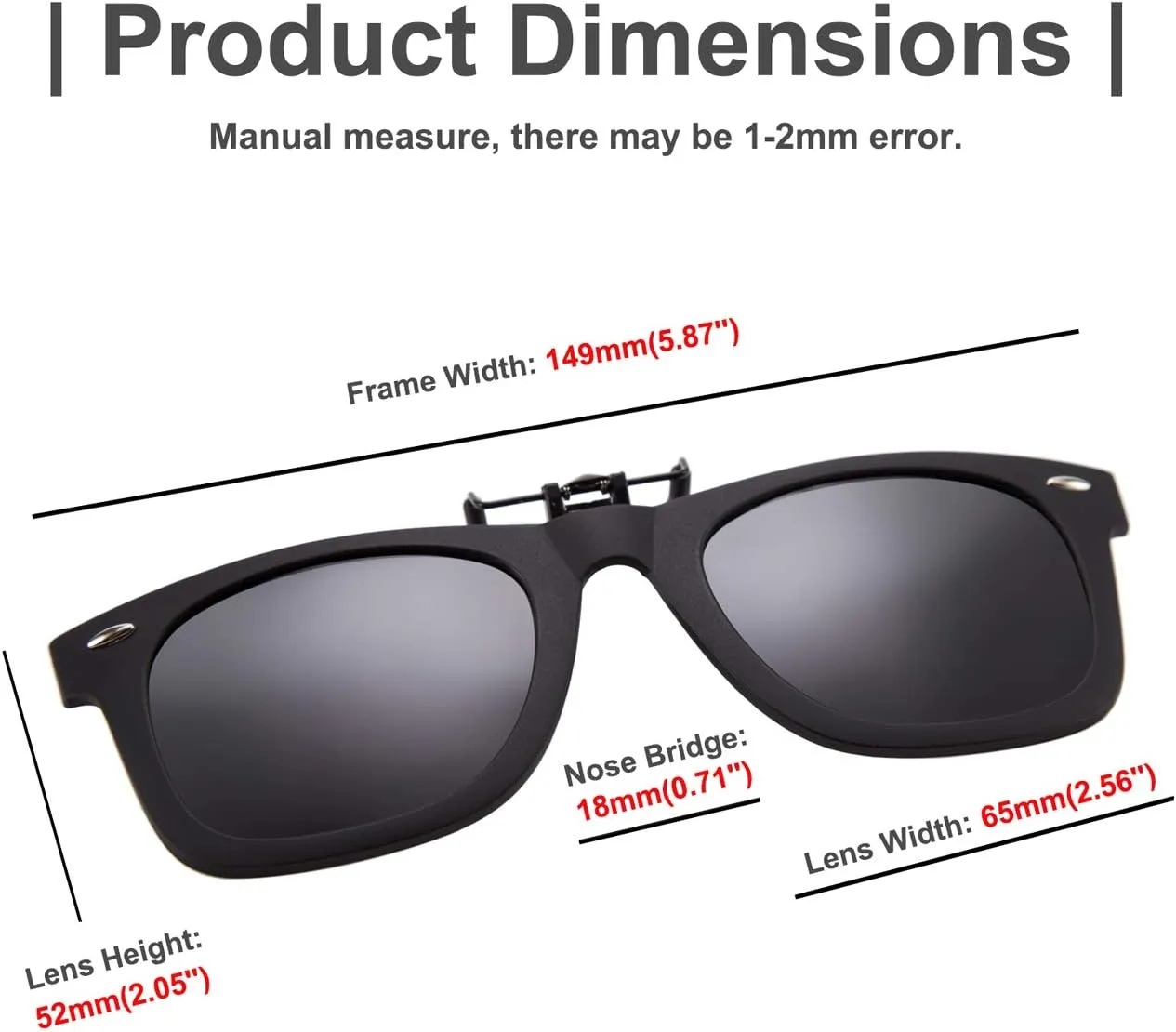 FEISEDY Classic Polarized Rectangular Clip-On Sunglasses Men Women for Eyewear Glasses B2605